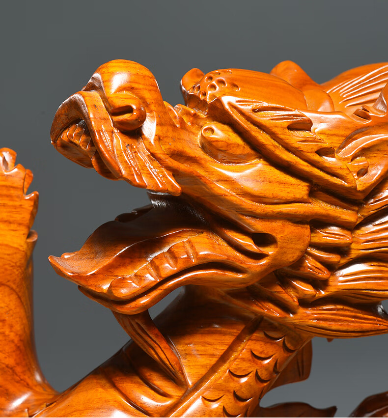 笼趣花梨木雕龙摆件红木寓意生肖青龙客厅办公室装饰木质龙工艺品a款