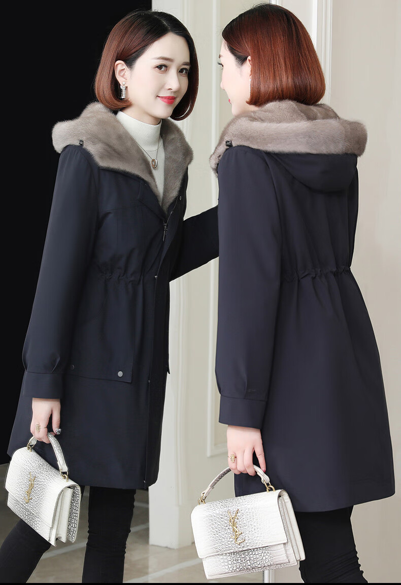 杜莎菲尼dosrfini品牌女装派克服女獭兔毛内胆拆卸皮草尼克服2021冬