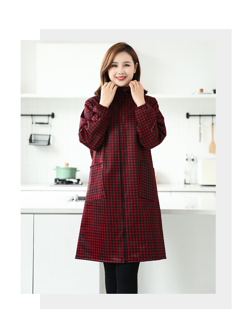 北方虎罩衣成人加绒加绒加厚罩衣女士家用厨房防水工作服时尚外套冬季