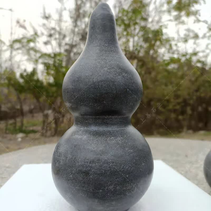 石雕葫芦摆件福禄石头雕刻装饰户外家居客厅玄关青石葫芦小工艺品