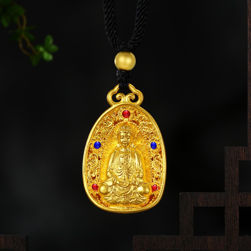 老凤凰黄金观音吊坠男士足金999本命佛挂坠素金送朋友老公生日礼物