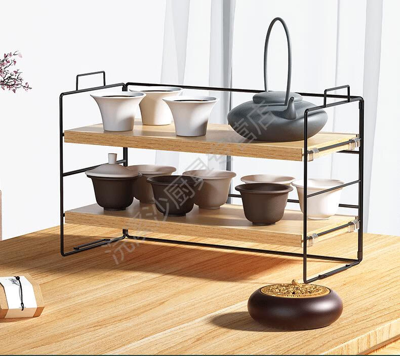 茶杯架子茶具收纳架桌面摆放架多层桌上置物架柜茶叶小型功夫茶壶双层