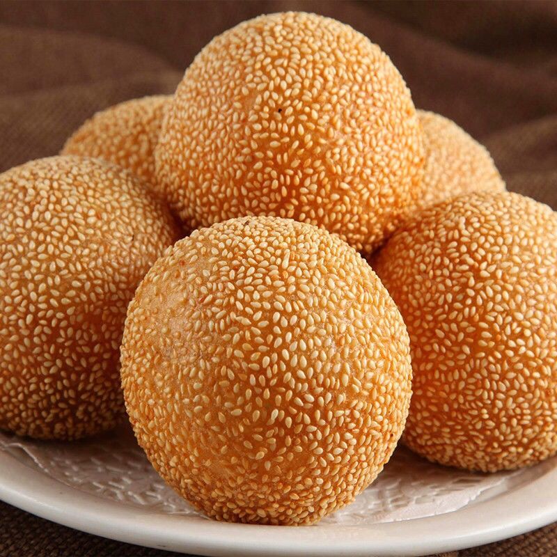 早餐芝麻球豆沙馅糯米麻圆团油炸食品速冻半成品小吃260g/12个 芝麻球