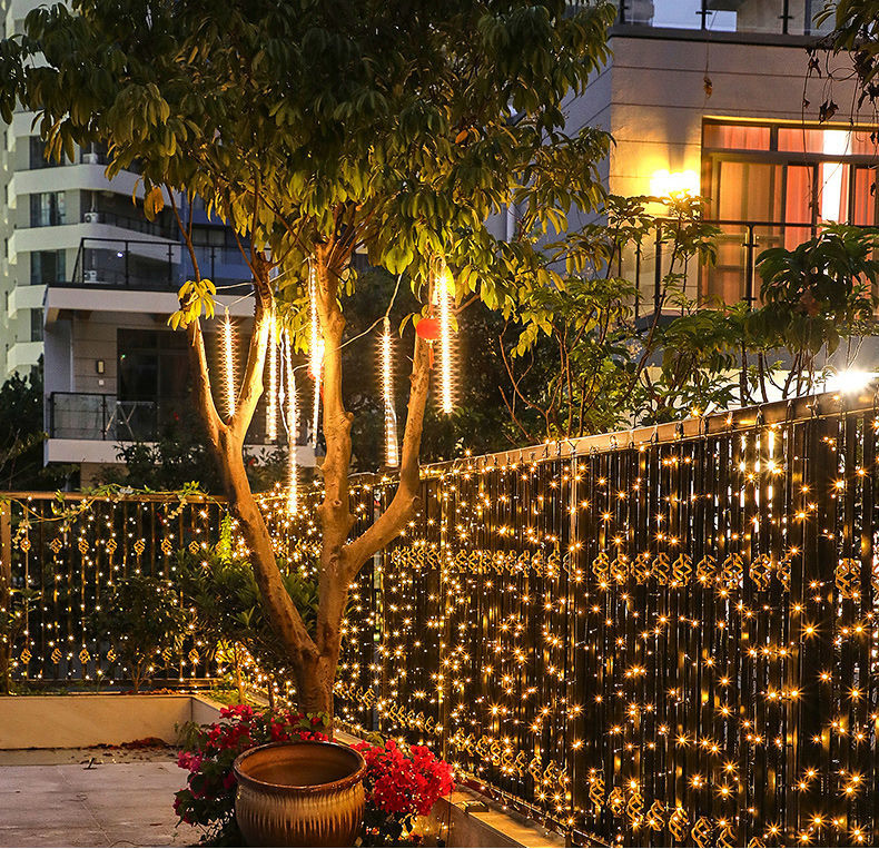 太阳能led树上小彩灯串灯闪灯满天星庭院阳台花园圣诞节日装饰灯 彩色