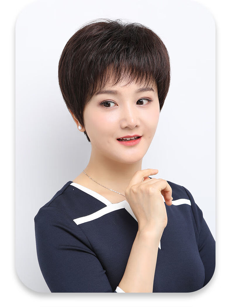 妈妈假发套女全头逼真透气假头发中老年假发女短发真人真发jilin自然
