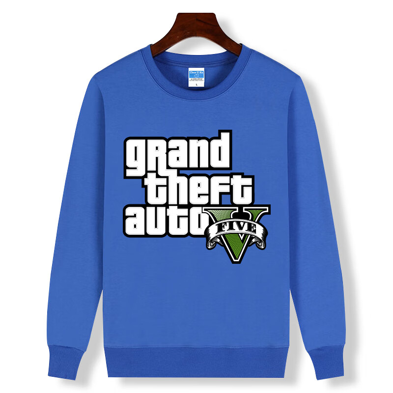 圣安地列斯男侠盗飞车加绒衣服猎车手游戏长袖 长袖蓝色-侠盗标题 加