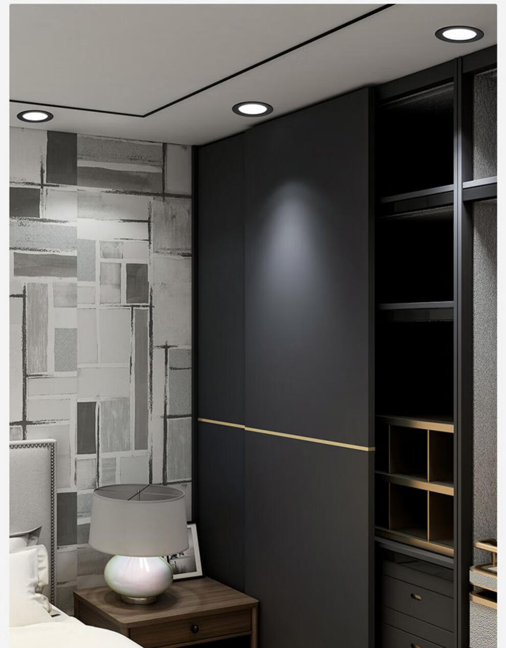 殴普照眀led筒灯嵌入式家用客厅5w7瓦吊顶天花黑边金色75开孔孔灯射灯