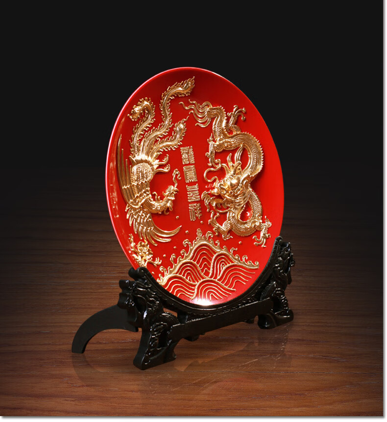 结婚送礼龙凤呈祥漆线雕客厅摆件实用中式结婚礼物送朋友闺蜜新婚礼品