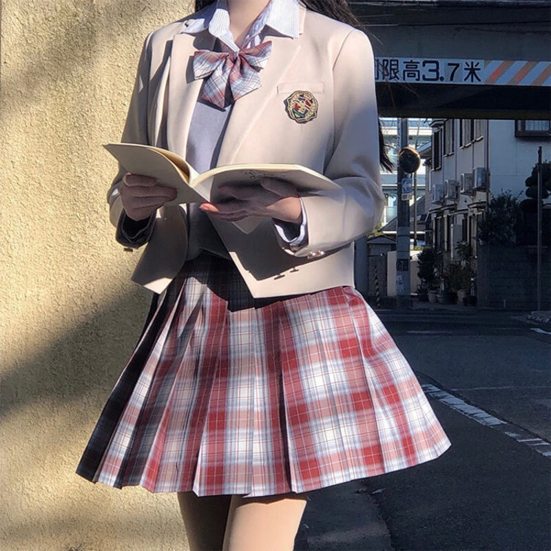 婍妡jk制服女夏半身百褶裙子欲风 全套jk制服裙西服套装学院风季一