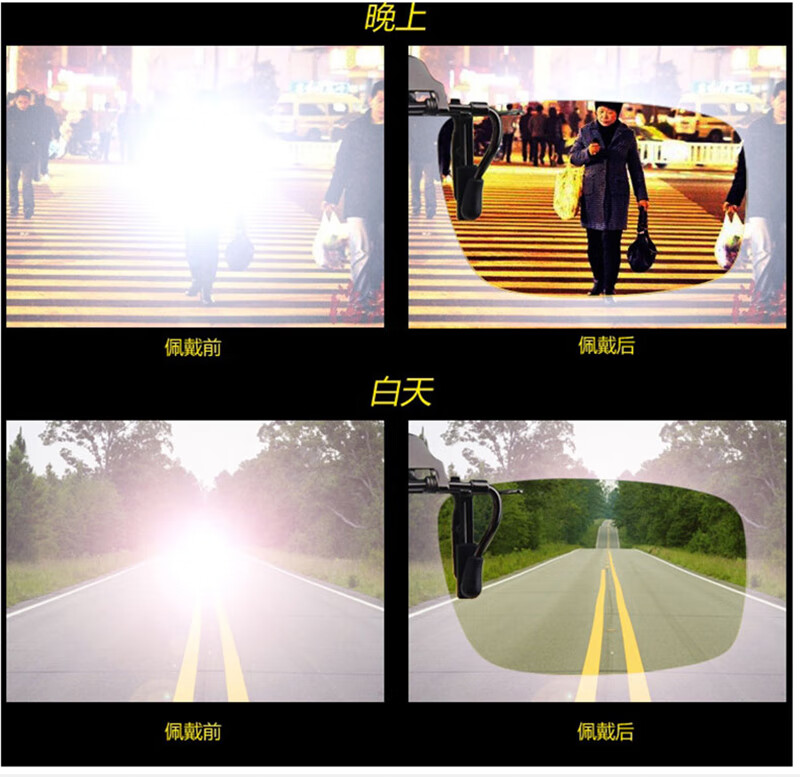 夜晚开车眼镜夹片防眩光眼镜日夜两用夜间开车专用眼镜夹片男夜晚防