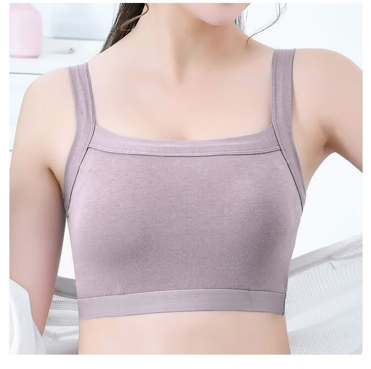 美背文胸一体美背背心吊带高中生少女内衣聚拢防走光文胸一体2件黑色m