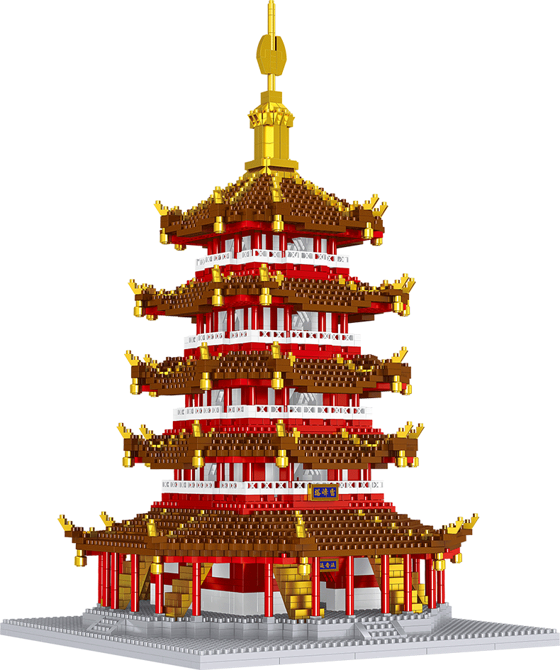 积木组装高难度微颗粒拼装玩具拼插杭州西湖雷峰塔立体拼图模型建筑