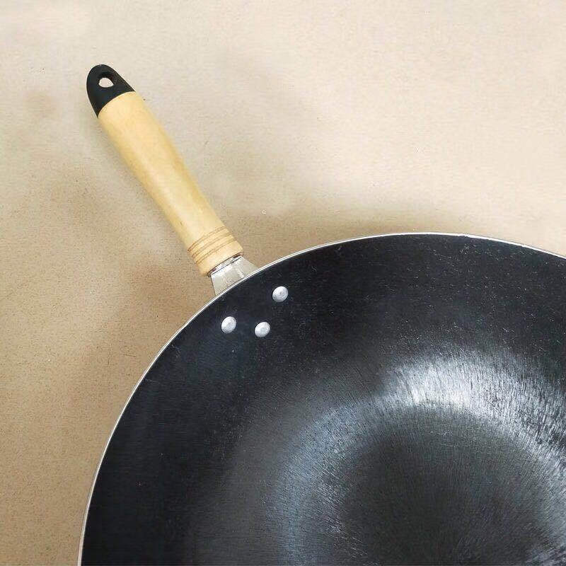 炒菜铁锅把手铁锅手柄炒锅把子实木头防烫3孔4孔通用陆川铁锅手柄 白