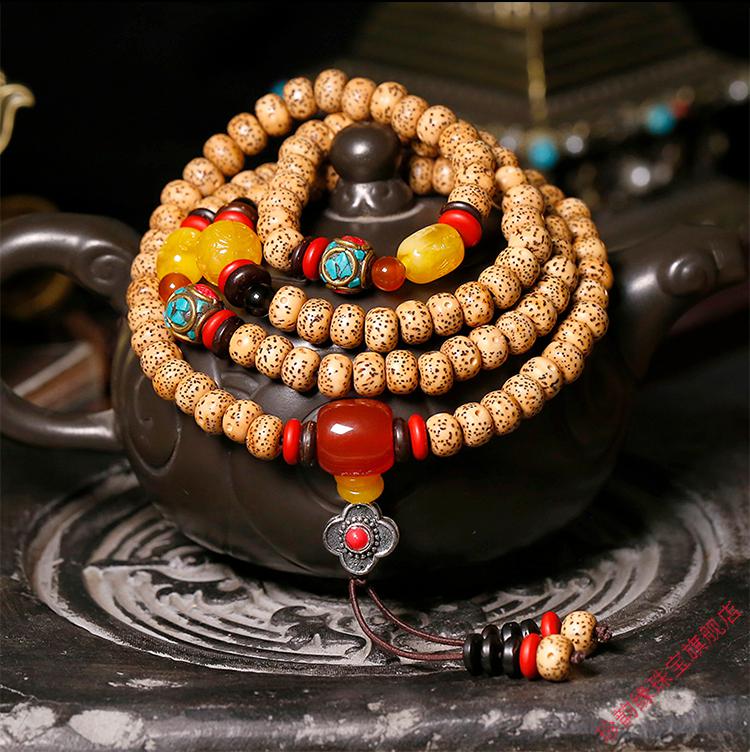 星月菩提手串老陈籽108颗佛珠玉化正月精品项链配饰菩提子手链陈籽