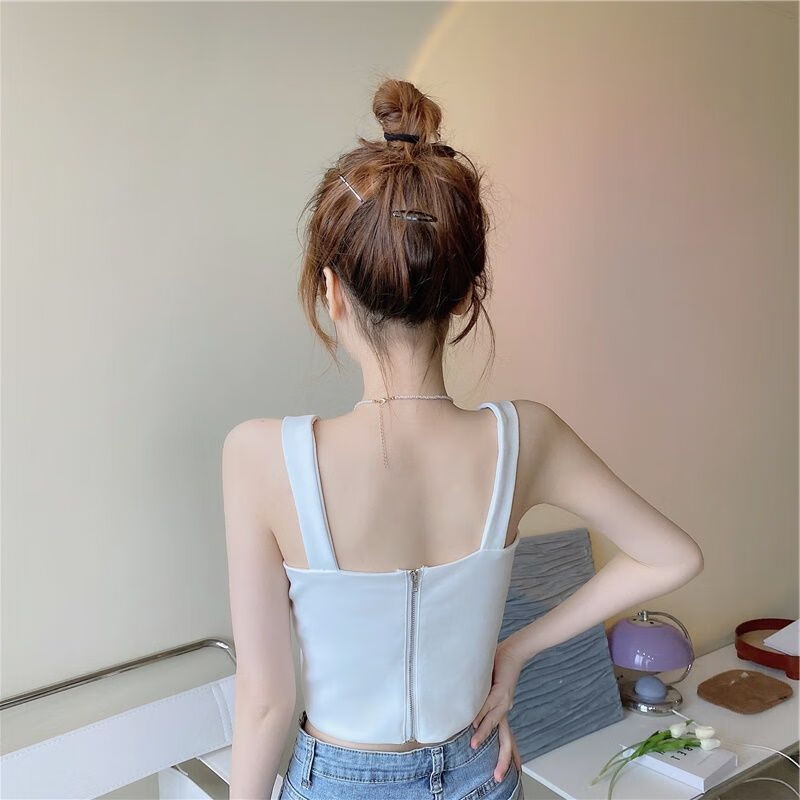 仙女设计感背心吊带女辣妹露背抹胸大码微胖mm不规则