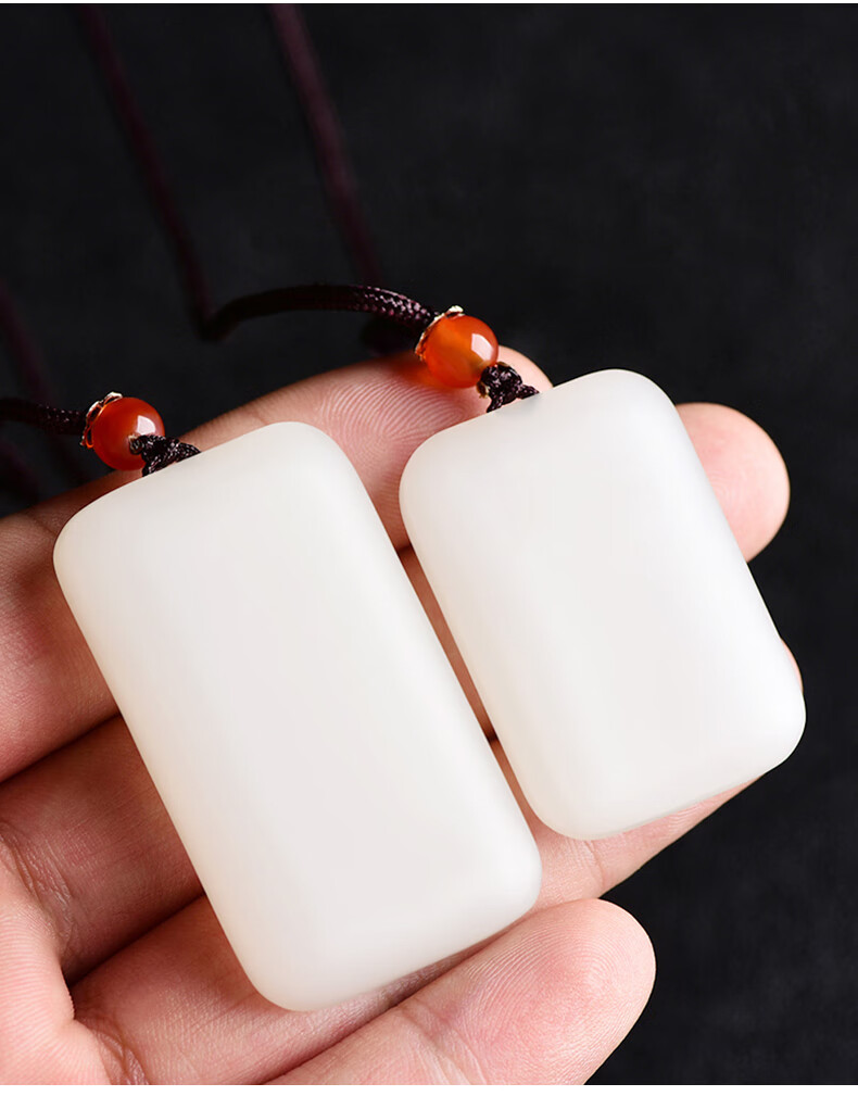 洛丽亚和田玉平安无事牌吊坠羊脂白玉玉佩男女款玉牌子玉坠挂件定制款