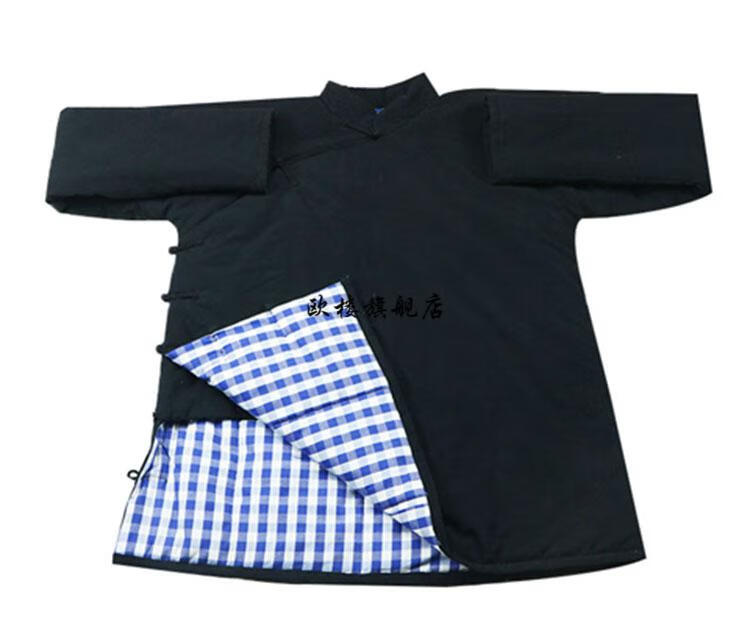 老式棉衣唐装大襟棉袄男女斜襟冬季偏襟上衣传统连肩中式 藏青色 175