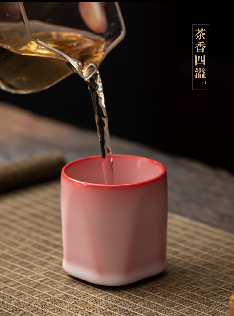 猪油冻主人杯官唐青瓷猪油冻开片中国红主人杯茶杯茶盏陶瓷品茗单杯茶