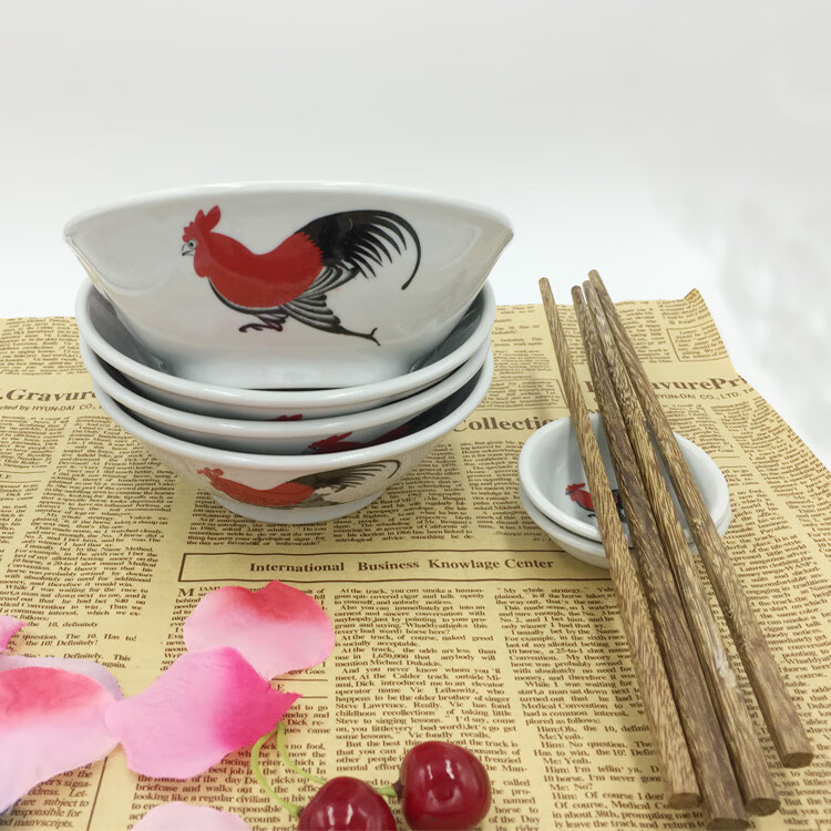 公鸡碗仿古公鸡碗陶瓷碗勺怀旧鸡公碗餐具碗勺筷碟套装可配彩盒佳品 2