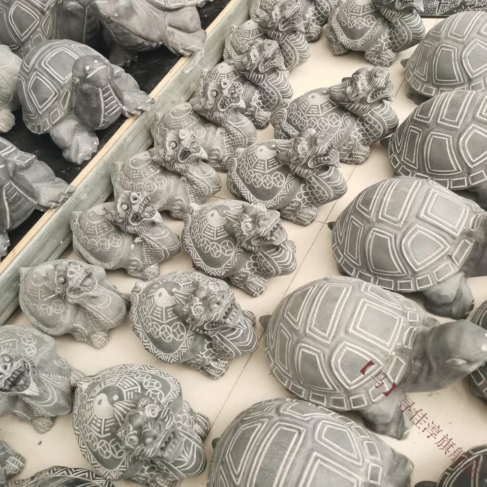 石头乌龟摆件石雕乌龟风水青石雕刻动物鱼池景观家居复古装饰石龟 长