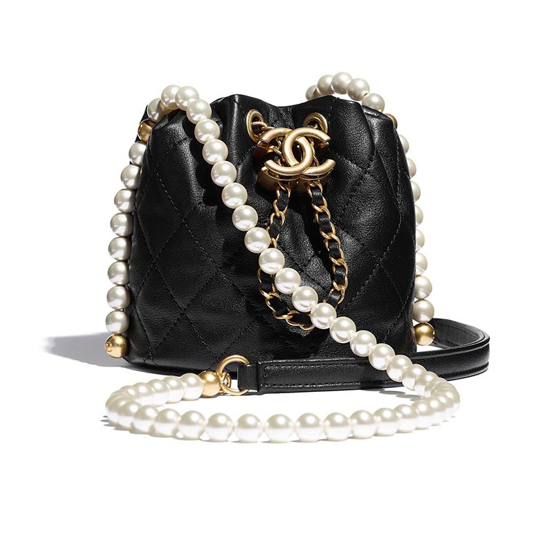 chanel香奈儿买手代购时尚女包迷你抽绳单肩斜挎包白色女士水桶包预售