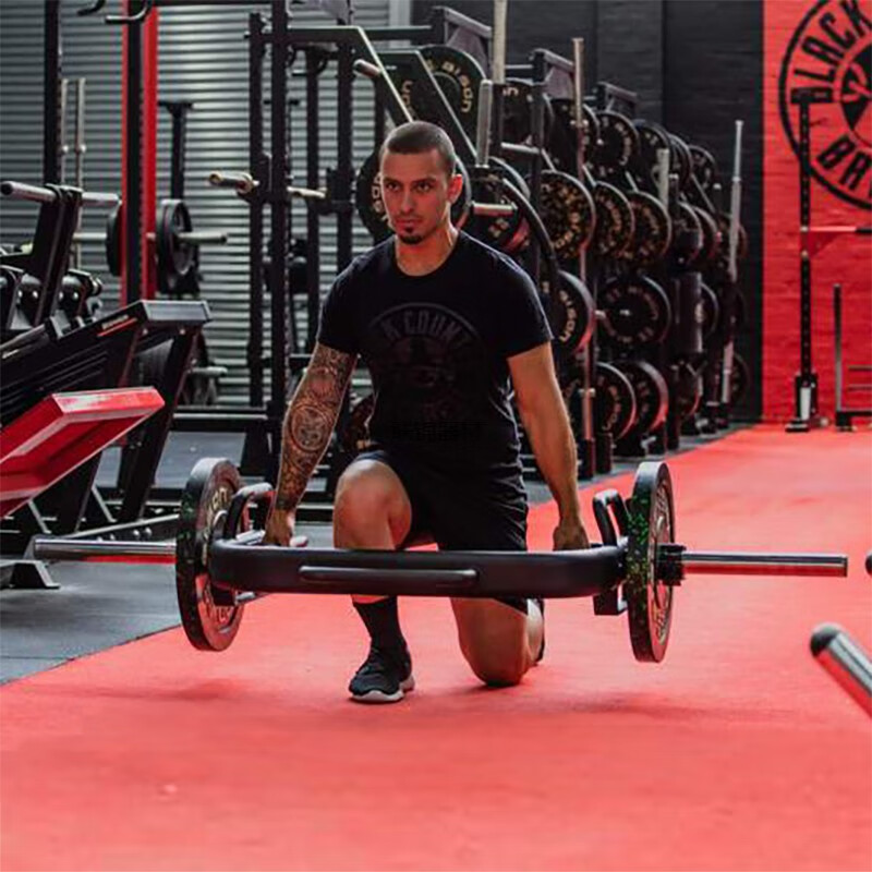 开放式六角杠铃杆架弯曲奥杆私教工作室多功能健身硬拉划船哑铃杆黑色