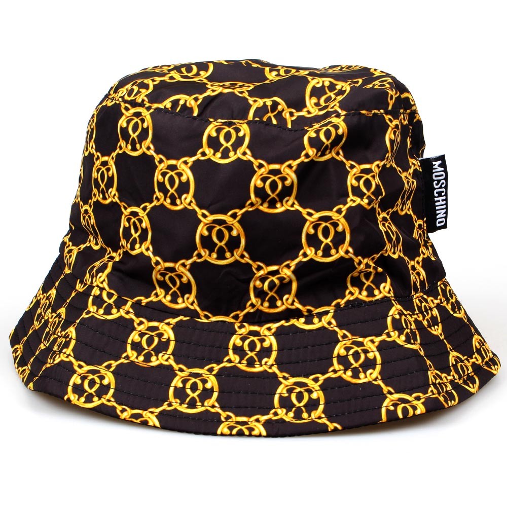 moschino莫斯奇诺男女同款黑色微标花纹饰渔夫帽帽子遮阳帽65134m254