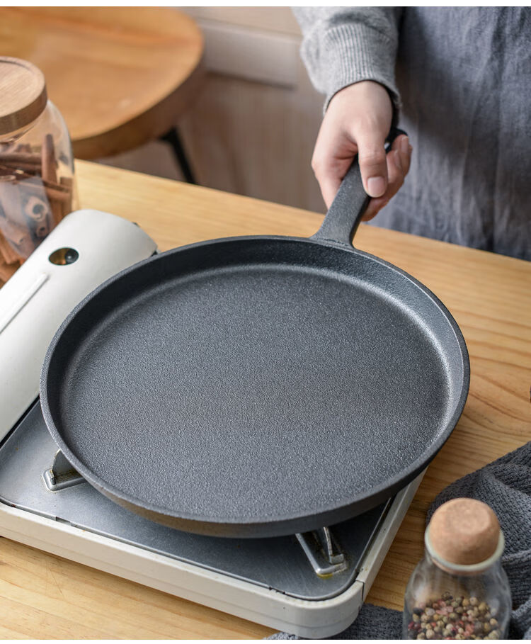奥雷克铸铁烙饼锅家用山东杂粮煎饼鏊子手抓饼锅加厚平底锅无涂层不粘