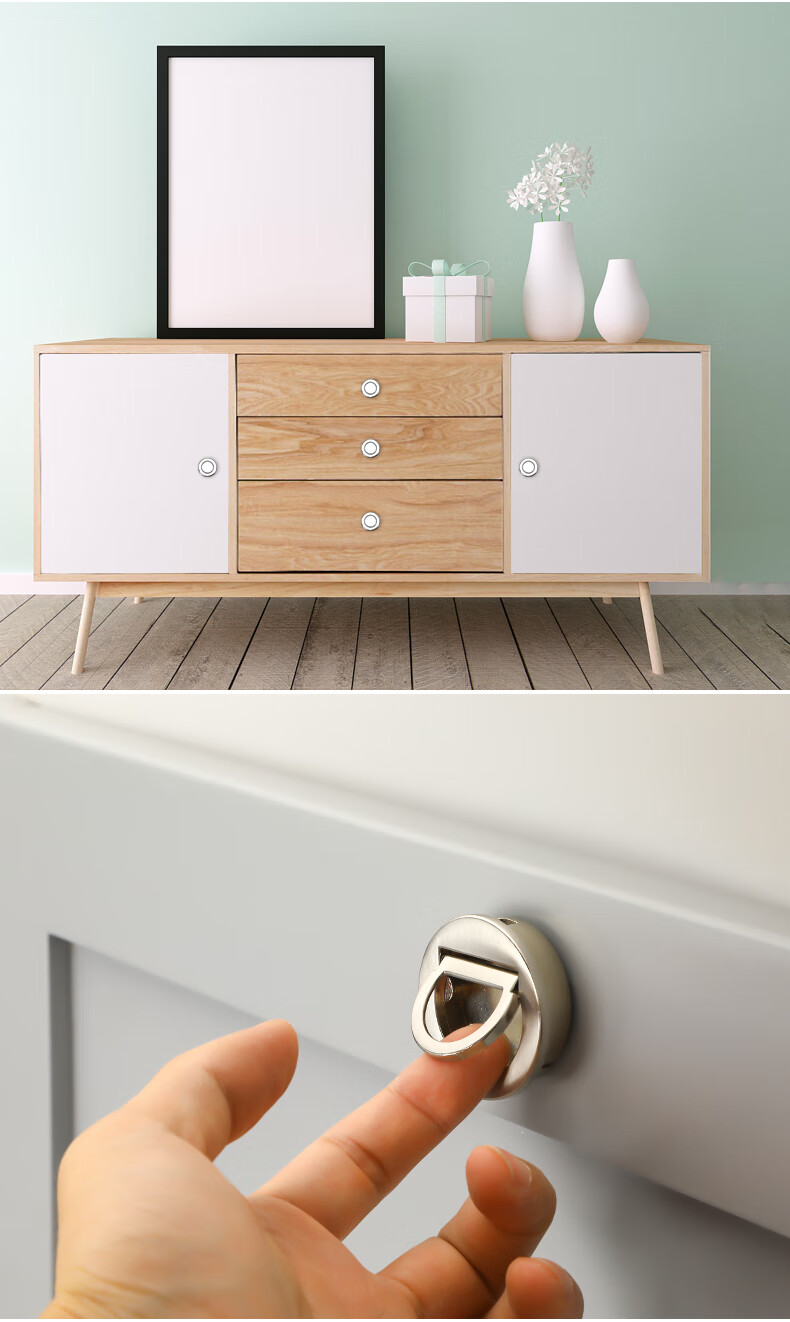 鹰盾榻榻米拉手旋转暗藏拉手隐形嵌入式床板地台抽屉柜门把手五金配件