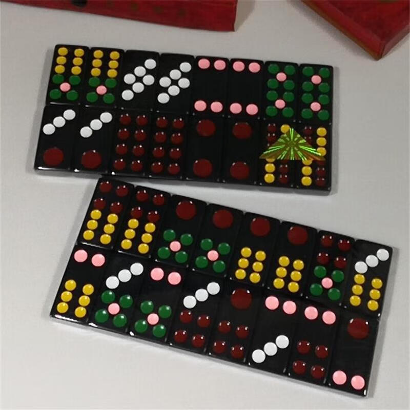 仰朋 牌九牌骨牌大号手推 顶牛道具黑色彩点密胺广东排九天九 20号红