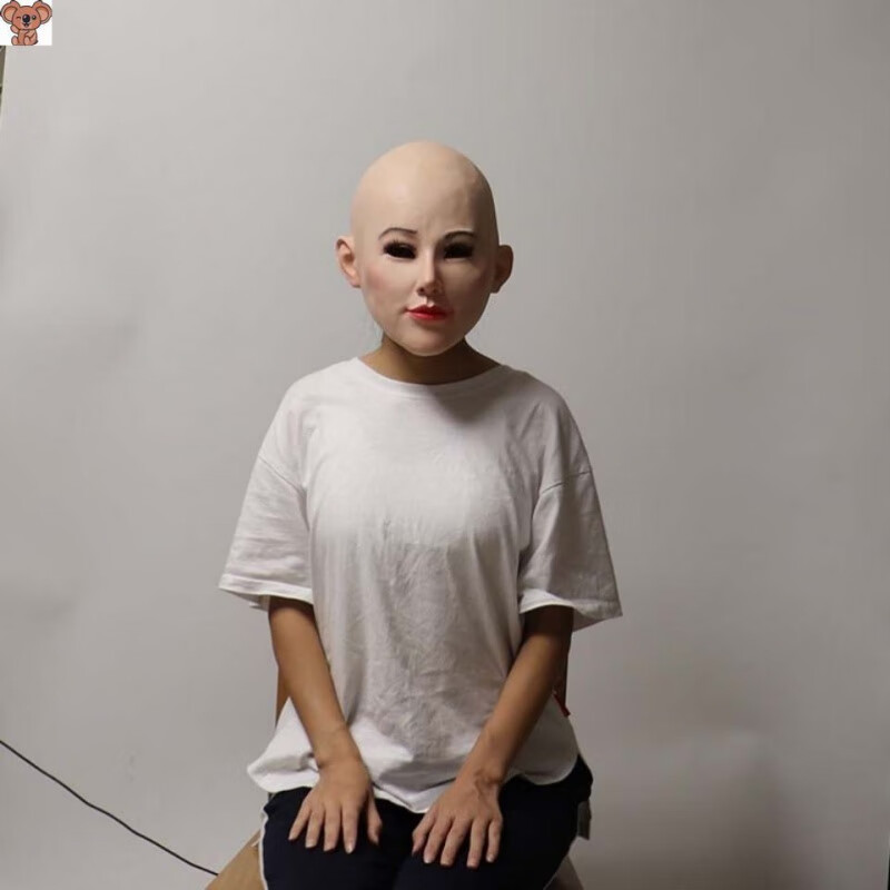硅胶人脸面具 3d立体人脸面具直播美女头套光头男女搞笑头罩角色装扮