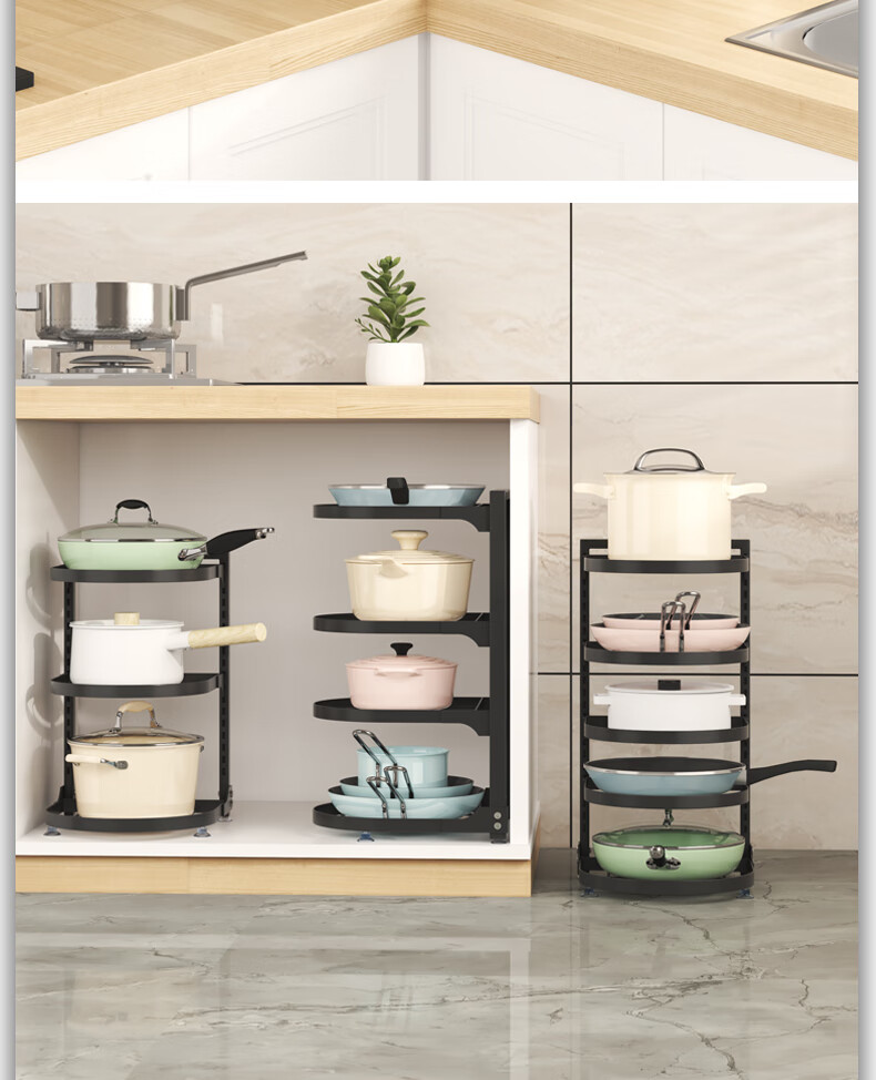 煤气灶台柜厨房灶台锅架置物架家用多层台面转角放锅具下水槽橱柜内