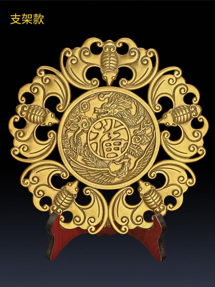 纯铜五福临门风水铜器挂件摆件蝙蝠纳福家居客厅装饰品 小号五福临门