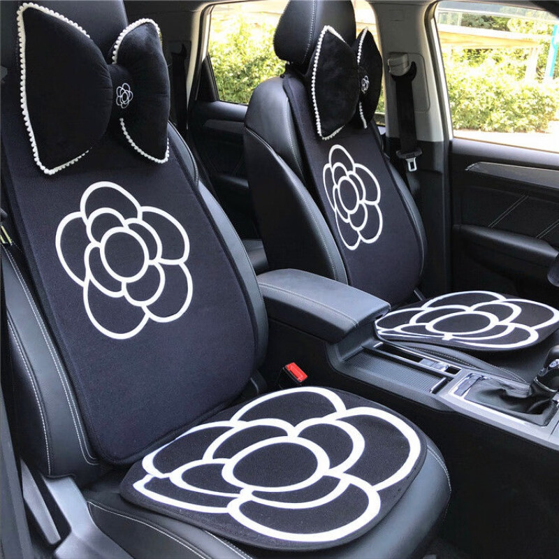 汽车头枕颈枕车载枕头汽车头枕一对腰靠抱枕护肩套车上睡觉神器山茶花