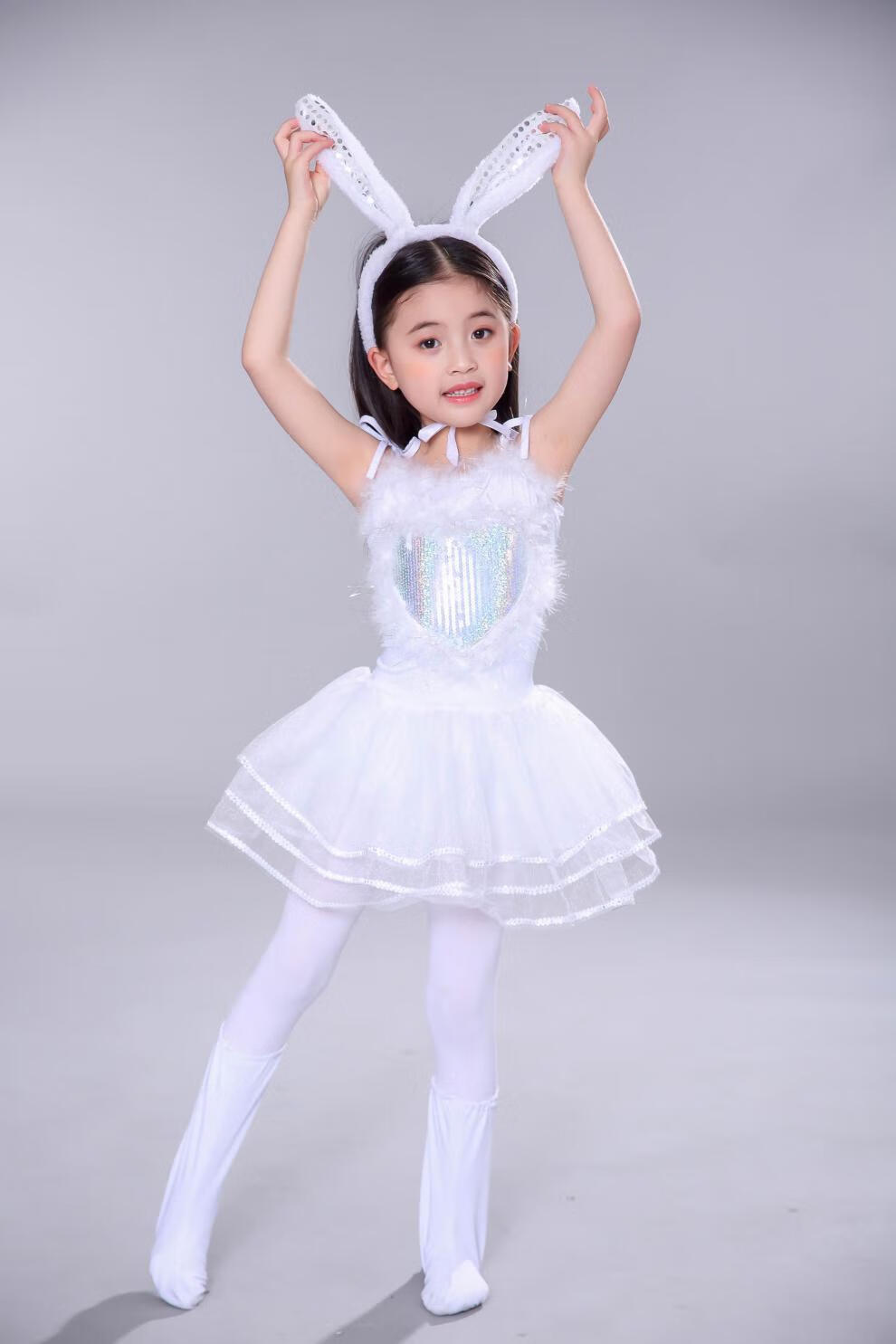 儿童表演服装动物十二生肖新元旦小兔子演出服小白兔幼儿园舞台舞蹈纱