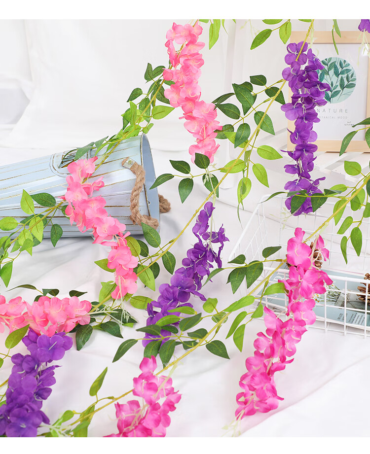 园艺仿真紫藤花花串藤蔓植物装饰紫罗兰假花藤条婚庆塑料花条绢花吊顶