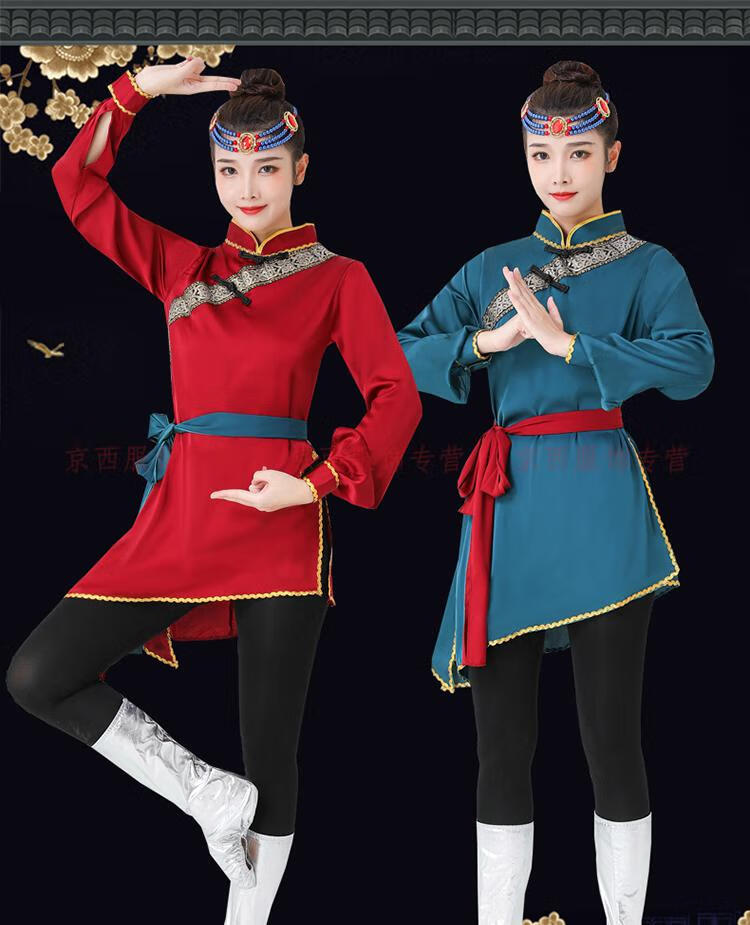 蒙古舞演出服装女蒙古舞蹈服装女现代民族风少数民族舞蹈练功服蒙古女