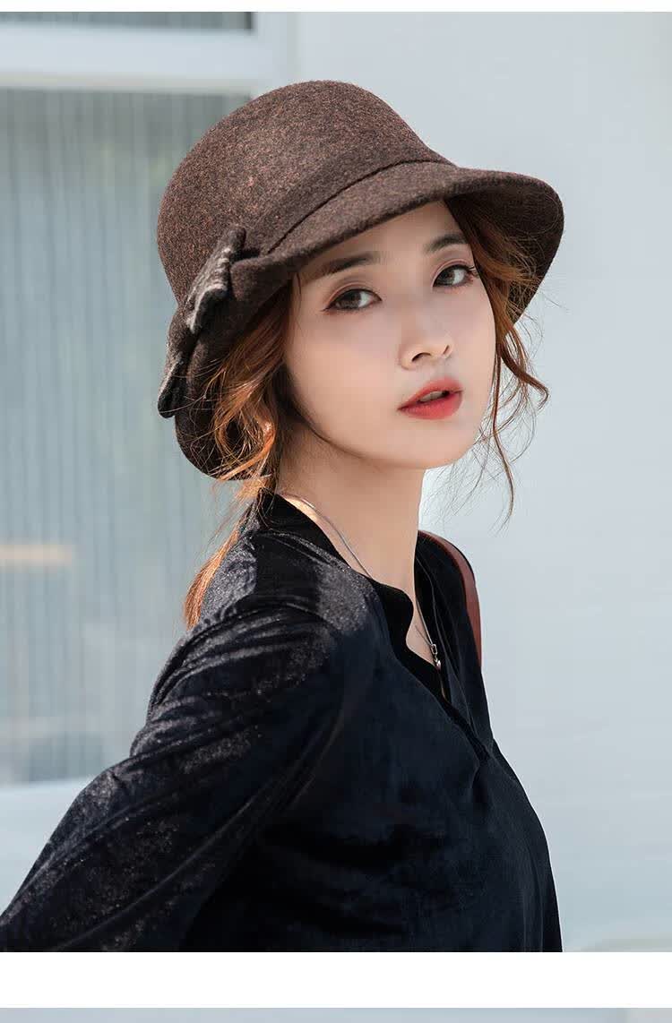 冬保暖显脸小2021时尚洋气百搭秋冬渔夫帽女生时尚女式百搭黑色可调节