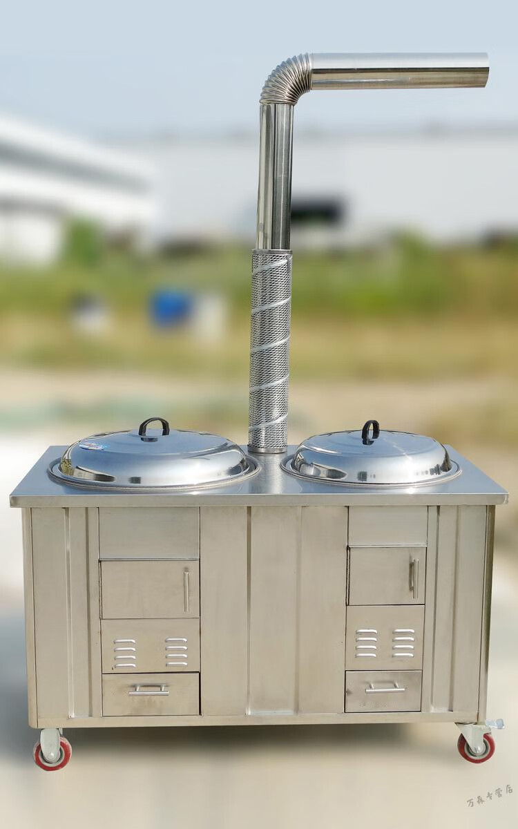 森宇缘新式农村柴火灶双锅不锈钢灶台室内烧柴灶生铁锅多功能家用可