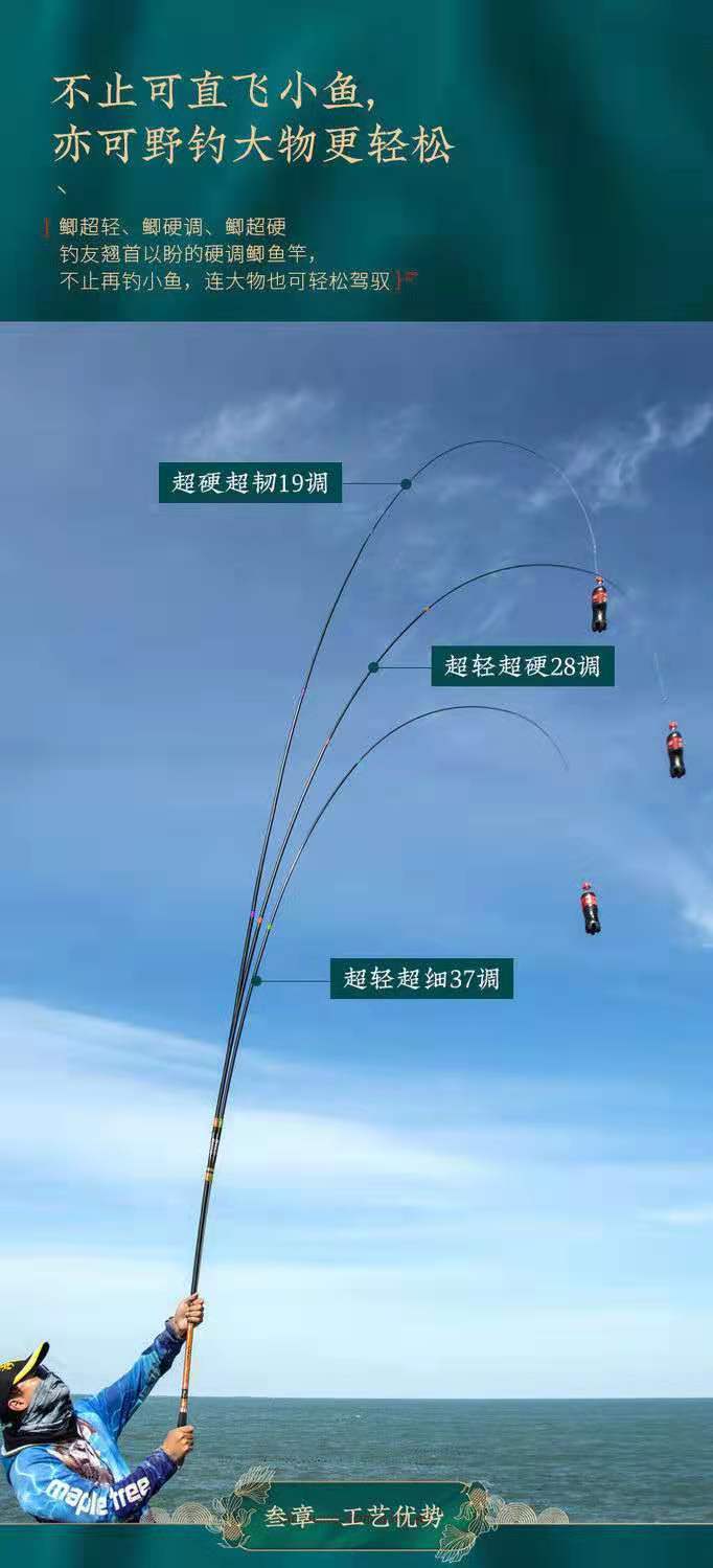 鲫鱼竿手杆台钓超轻超细超硬19调28调37调碳素钓鱼杆鱼竿全套一套