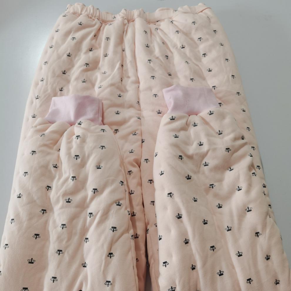 风海中老年冬季棉花棉裤男女加厚裤手工制作棉裤纯棉紫色碎花5xl