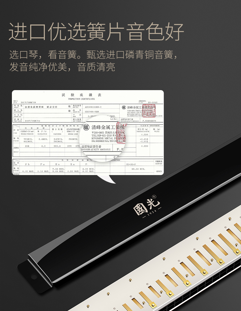 国光口琴半音阶 国光口琴24复音c调28重音演奏级男女成人初学者学生