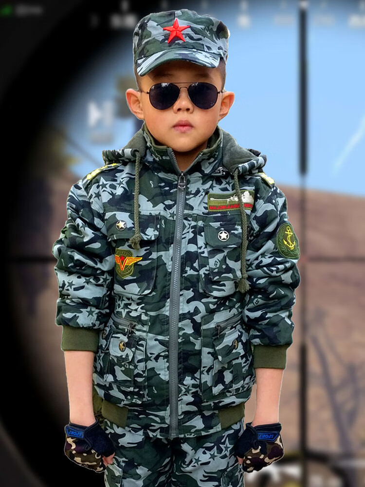 儿童迷彩套装儿童迷彩服冬装套装衣服小孩男童男孩加绒冬服装乌拉萌21