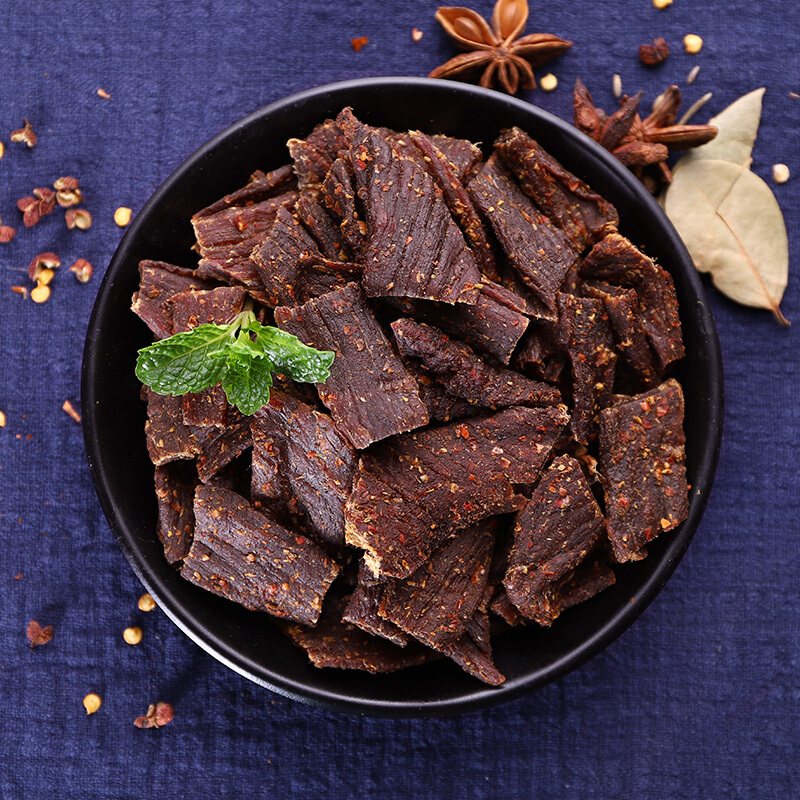 京东牛肉干118g优选原料只加盐孕妇儿童零食休闲食品超干麻辣味80g