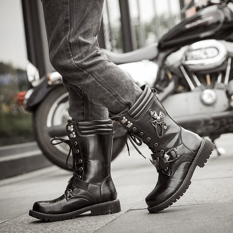 秋季男靴子高筒潮流大码男长靴高帮马靴wcx55款黑色37