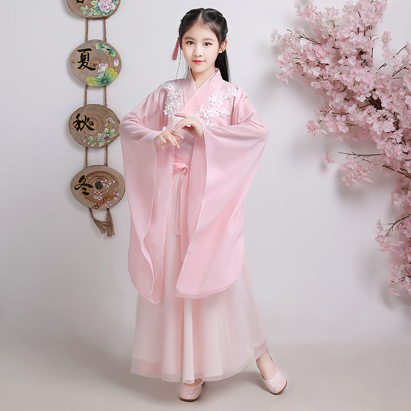 曹督古装儿童女汉服女童仙女古代服装中国风小女孩古筝飘逸舞蹈表演服