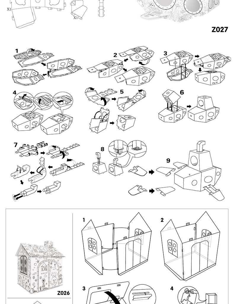 版织屋儿童幼儿园儿童diy立体拼图涂鸦纸壳板房子纸屋模型拼装创意