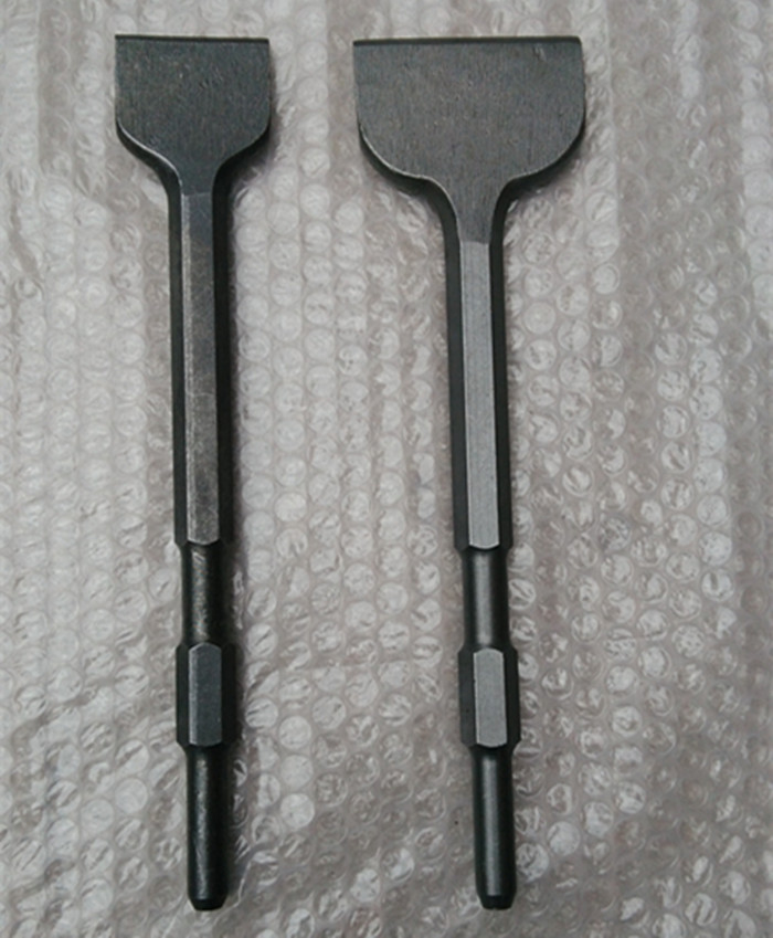 电锤薄凿子大电镐长六角加宽扁凿方柄四坑铲墙王弹簧钢线槽凿錾 灰色