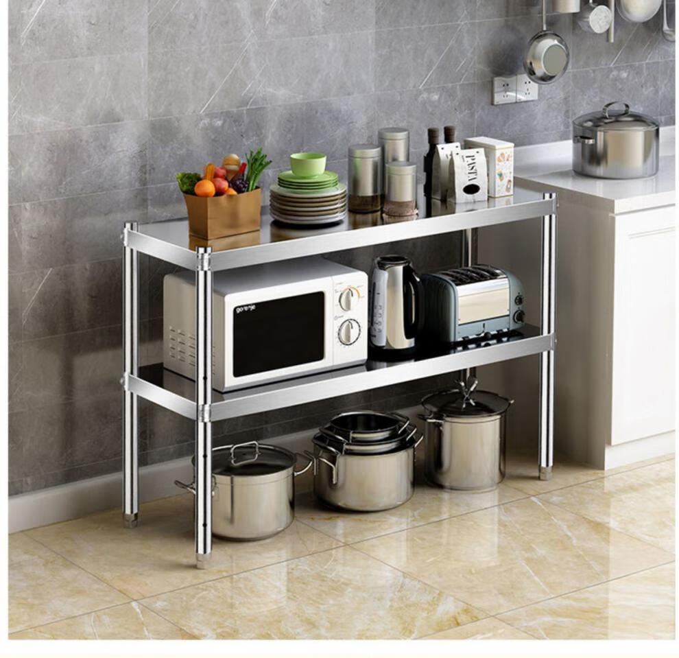 厨房置物架不锈钢落地多层微波架烤箱收纳架子厨房用品储物架高80厘米