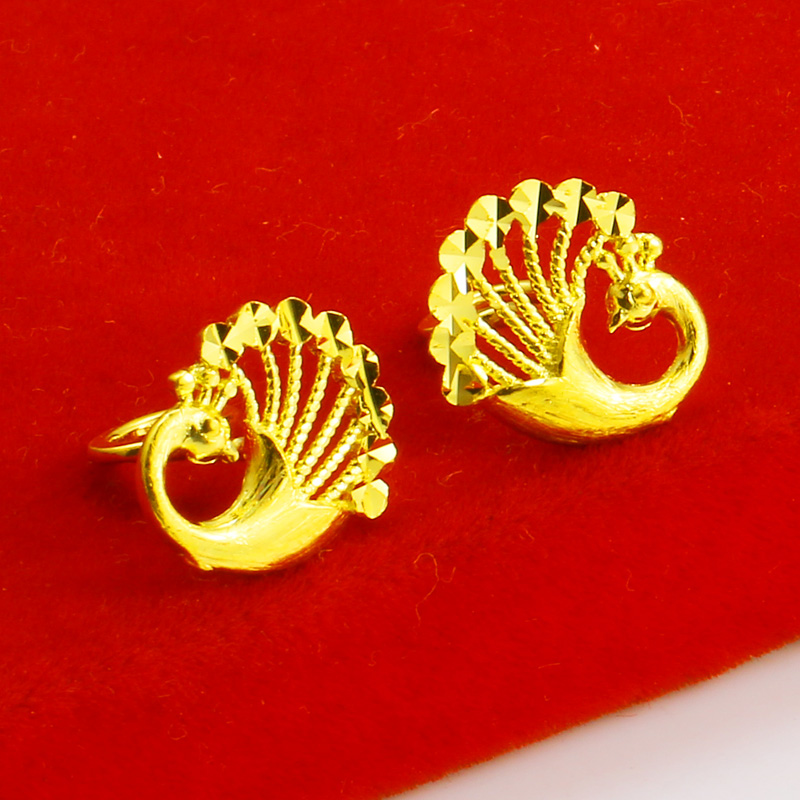 老凤凰黄金耳钉女款9999足金新娘结婚纯金首饰凤凰耳环送妈妈生日礼物